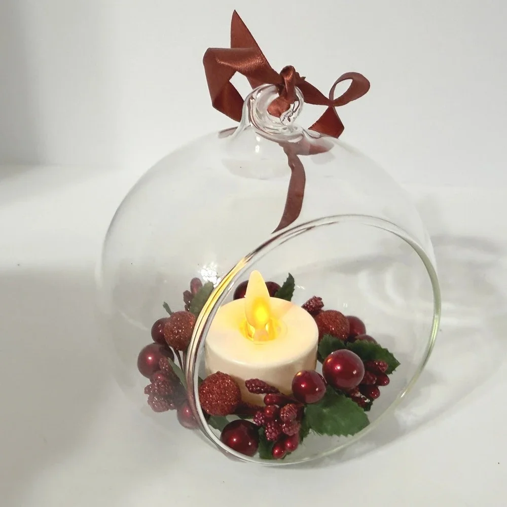 Luminara Real Flame Effect Flameless Tea Light Berry Globe Ornament Remote